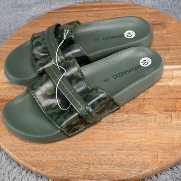 Bernardo Green Camo Flat Pool Slide Sandals Size 10 - Picture 3 of 5